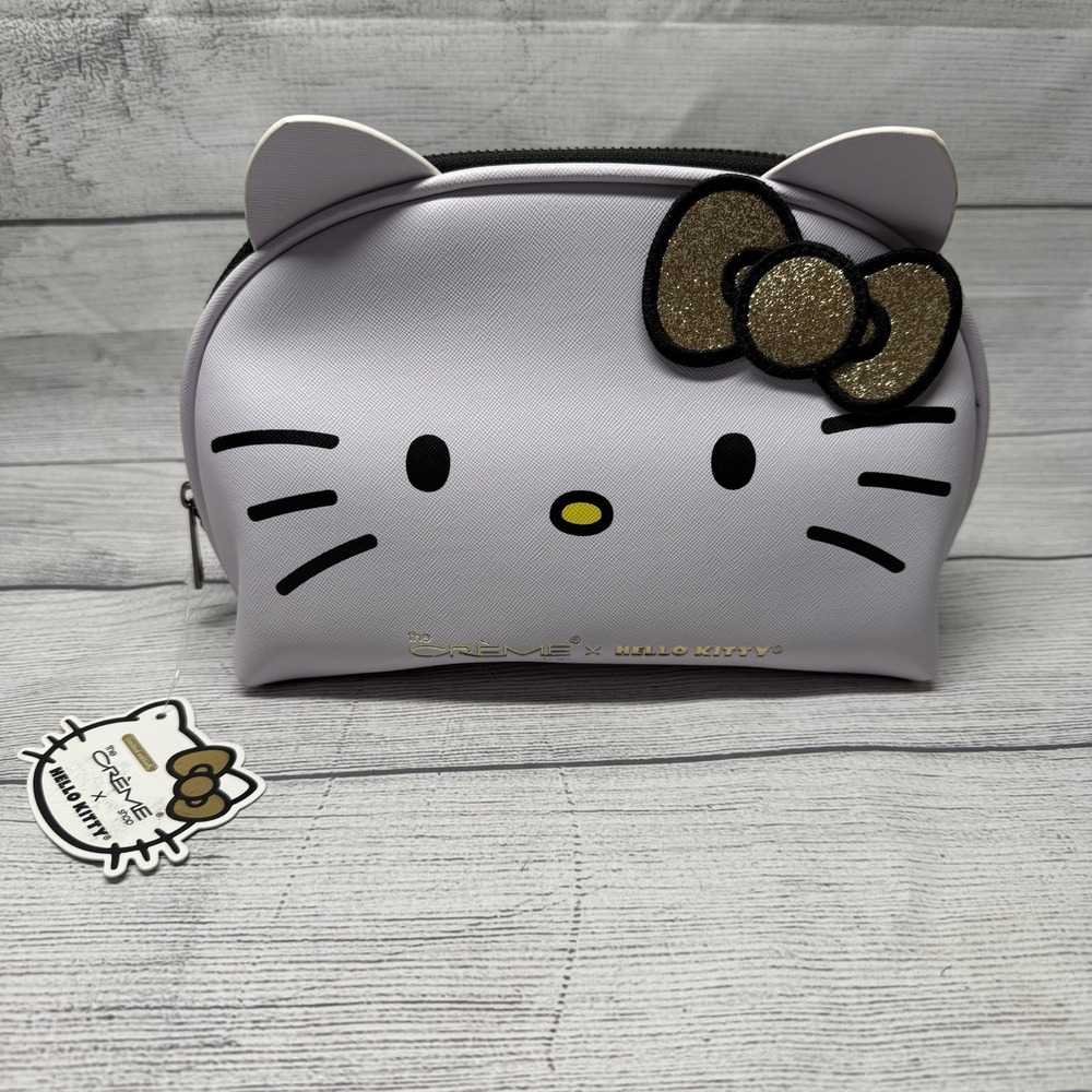 THE CREME SHOP X GOLD HELLO KITTY MAKEUP BAG NEW WITH TAGS COSMETIC POUCH